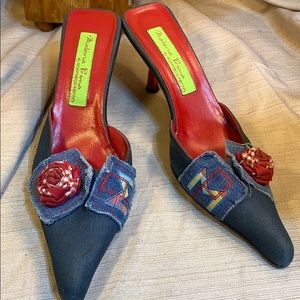Materia Prima made in Italy kitty heel mules denim